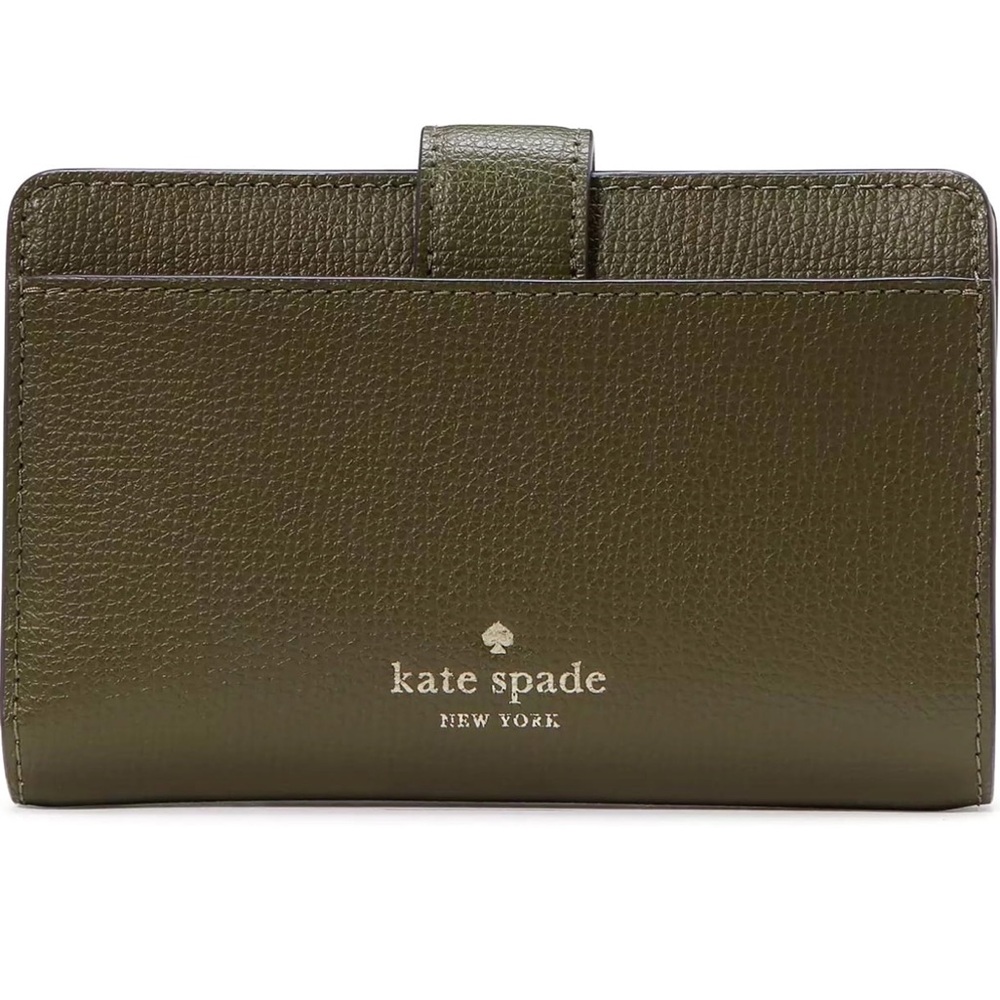 Kate Spade Phoebe Refined Grain Leather Medium Wallet Seaweed / Green NWT - Picture 2 of 9